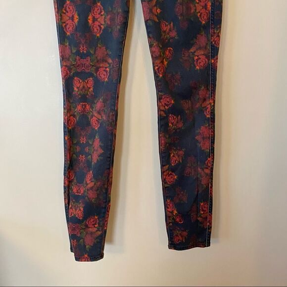 7 For All Mankind Rose Print Mid-Rise Skinny Jeans (Size:26) - Picture 8 of 12